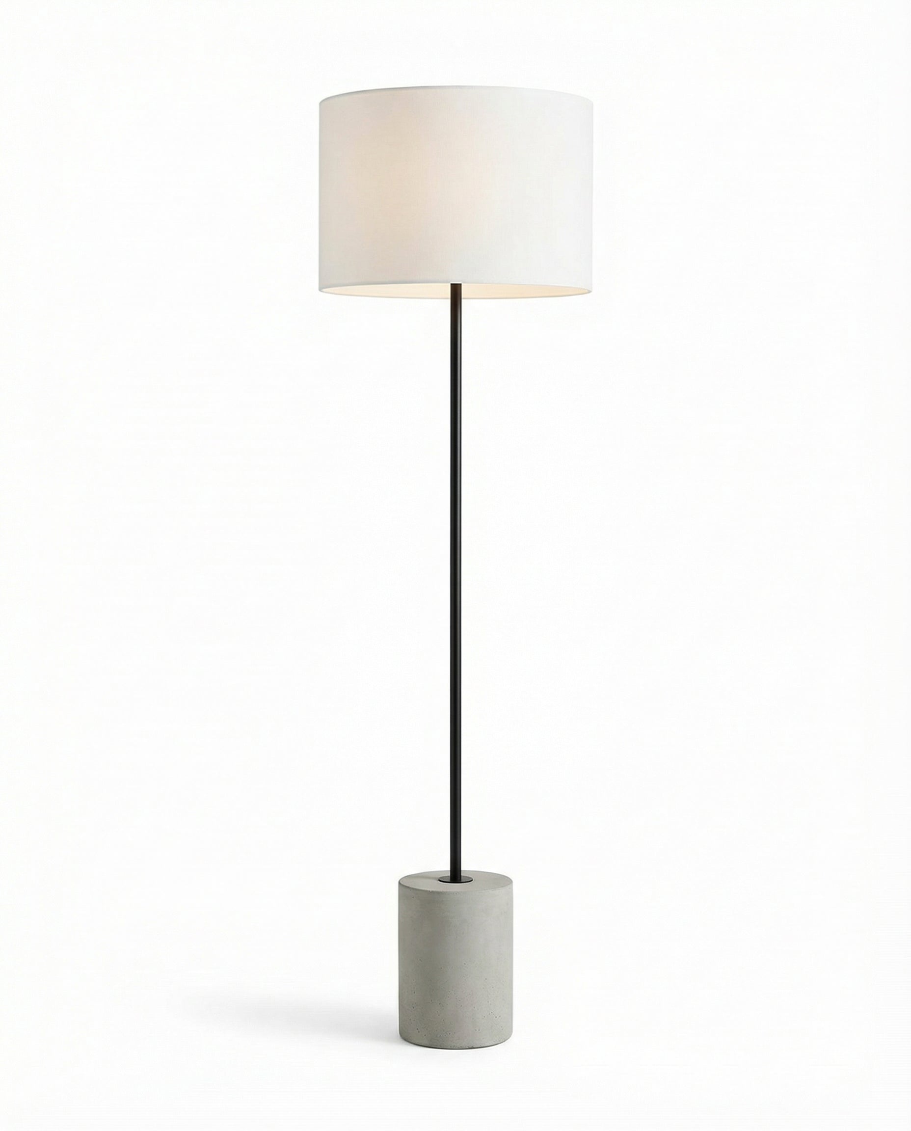 Concrete Base Floor Lamp — White Shade