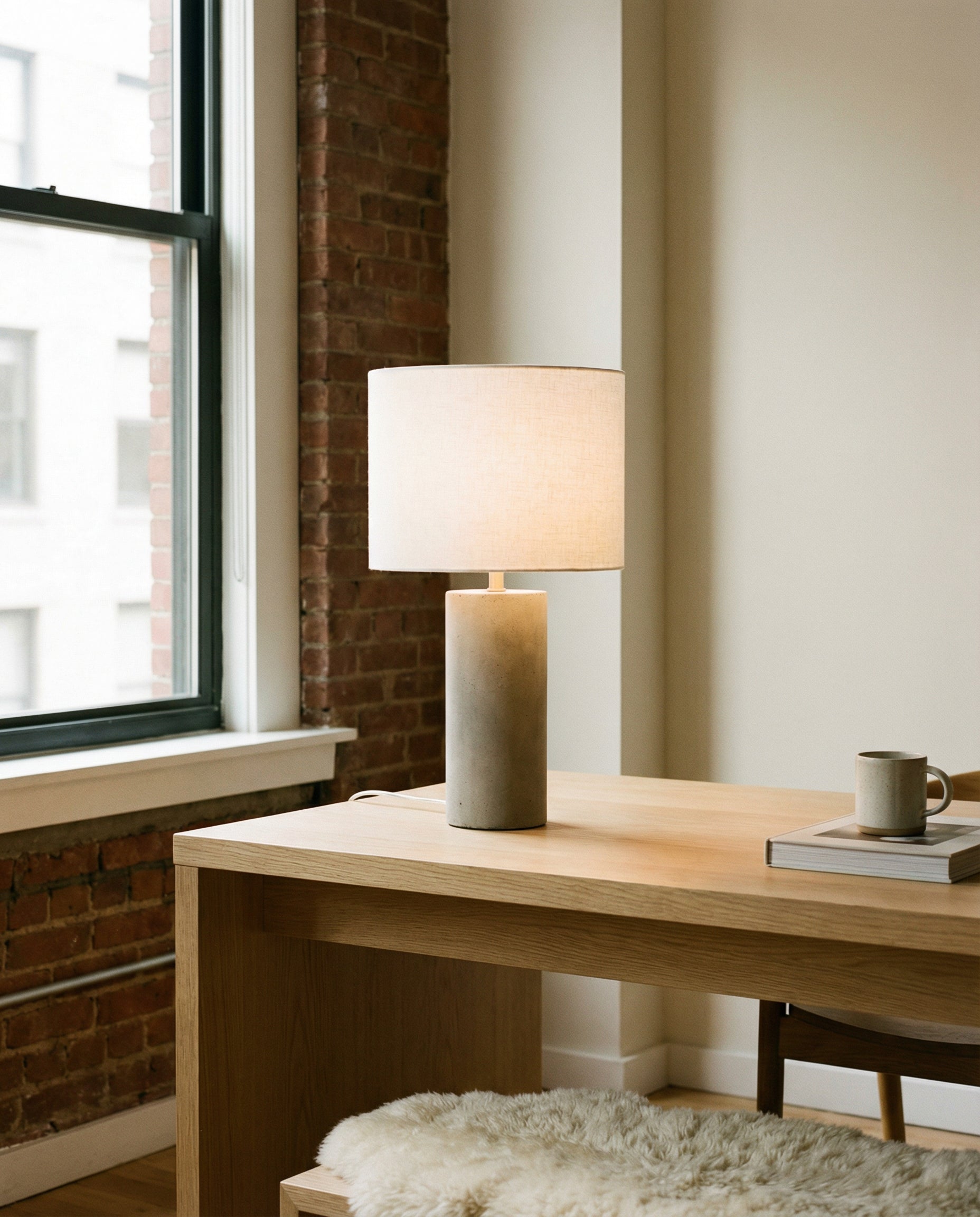 Concrete Cylinder Table Lamp