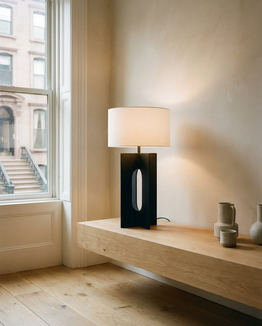 Matte Black Geometric Table Lamp