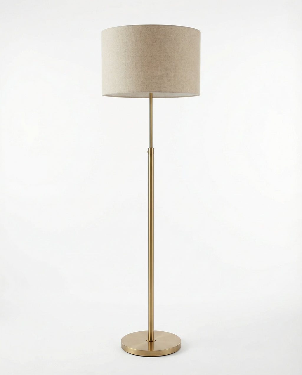 Linen Shade Floor Lamp — Brushed Brass
