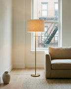Linen Shade Floor Lamp — Brushed Brass