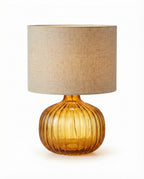 Ribbed Glass Table Lamp — Amber
