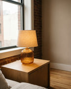 Ribbed Glass Table Lamp — Amber