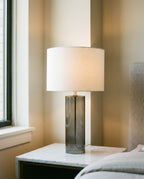 Smoked Glass Column Table Lamp